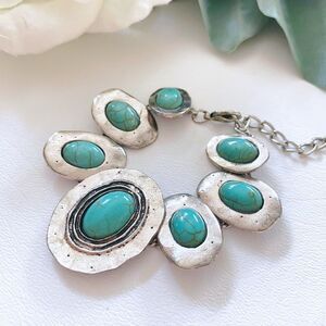 Chunky Silver Turquoise Bracelet